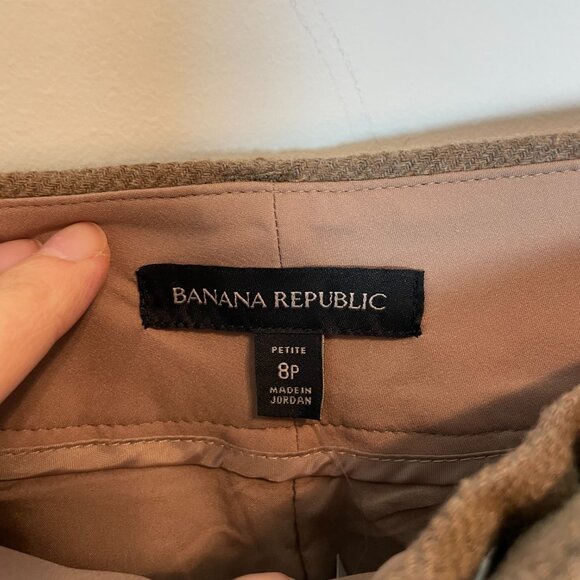 BANANA REPUBLIC Petite Wide Leg Slim Flare Wool Pleated Trouser Pants \\ 8P - Picture 6 of 12